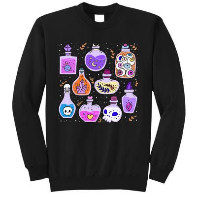 Magical Potions Bottles Witchy Halloween Print Sweatshirt