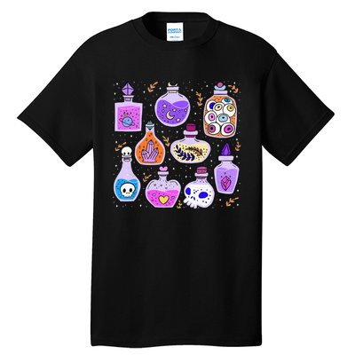 Magical Potions Bottles Witchy Halloween Print Tall T-Shirt