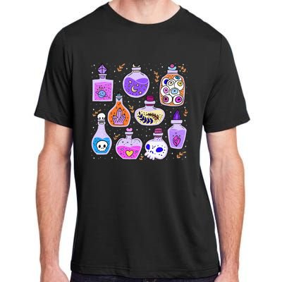 Magical Potions Bottles Witchy Halloween Print Adult ChromaSoft Performance T-Shirt