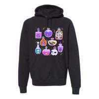 Magical Potions Bottles Witchy Halloween Print Premium Hoodie