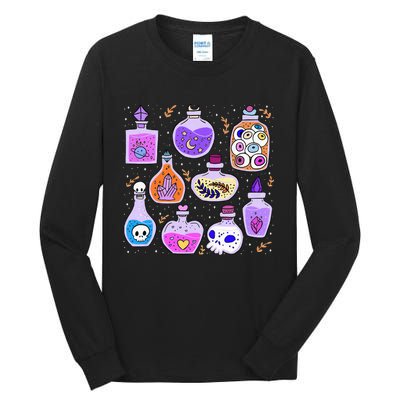 Magical Potions Bottles Witchy Halloween Print Tall Long Sleeve T-Shirt