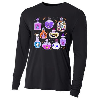 Magical Potions Bottles Witchy Halloween Print Cooling Performance Long Sleeve Crew