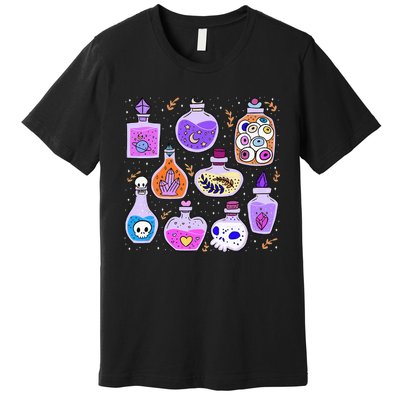 Magical Potions Bottles Witchy Halloween Print Premium T-Shirt