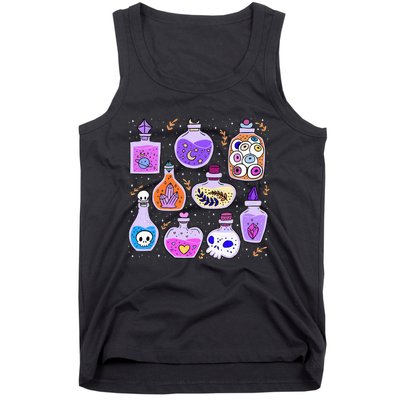 Magical Potions Bottles Witchy Halloween Print Tank Top