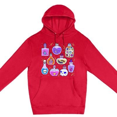 Magical Potions Bottles Witchy Halloween Print Premium Pullover Hoodie