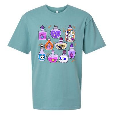 Magical Potions Bottles Witchy Halloween Print Sueded Cloud Jersey T-Shirt