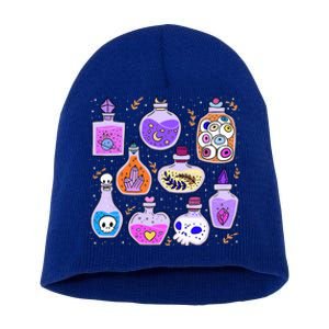 Magical Potions Bottles Witchy Halloween Print Short Acrylic Beanie