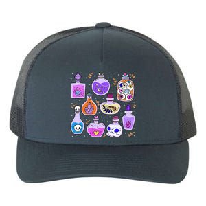 Magical Potions Bottles Witchy Halloween Print Yupoong Adult 5-Panel Trucker Hat