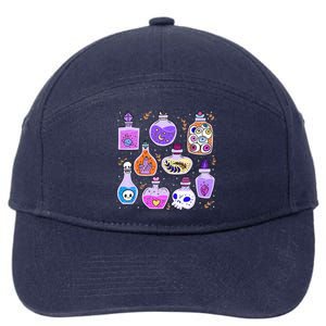 Magical Potions Bottles Witchy Halloween Print 7-Panel Snapback Hat