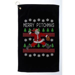 Merry Pitchmas Baseball Pitcher Funny Santa Christmas Gift Platinum Collection Golf Towel