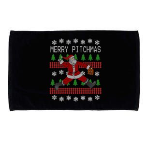 Merry Pitchmas Baseball Pitcher Funny Santa Christmas Gift Microfiber Hand Towel