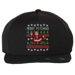 Merry Pitchmas Baseball Pitcher Funny Santa Christmas Gift Wool Snapback Cap