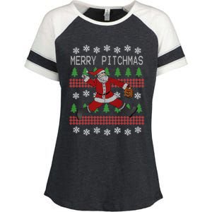 Merry Pitchmas Baseball Pitcher Funny Santa Christmas Gift Enza Ladies Jersey Colorblock Tee