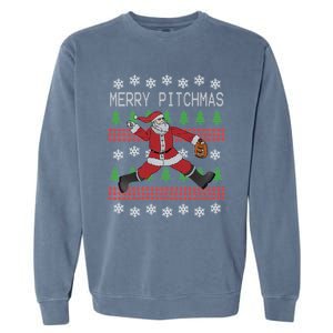 Merry Pitchmas Baseball Pitcher Funny Santa Christmas Gift Garment-Dyed Sweatshirt