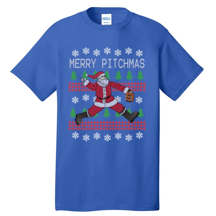 Merry Pitchmas Baseball Pitcher Funny Santa Christmas Gift Tall T-Shirt