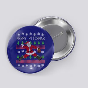 Merry Pitchmas Baseball Pitcher Funny Santa Christmas Gift Button