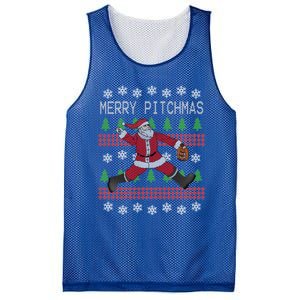 Merry Pitchmas Baseball Pitcher Funny Santa Christmas Gift Mesh Reversible Basketball Jersey Tank