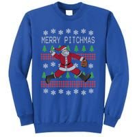 Merry Pitchmas Baseball Pitcher Funny Santa Christmas Gift Tall Sweatshirt