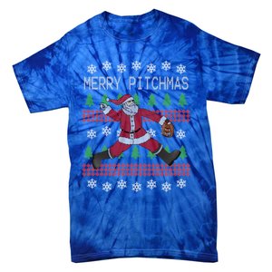 Merry Pitchmas Baseball Pitcher Funny Santa Christmas Gift Tie-Dye T-Shirt