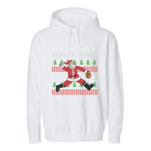 Merry Pitchmas Baseball Pitcher Funny Santa Christmas Gift Garment-Dyed Fleece Hoodie