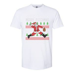 Merry Pitchmas Baseball Pitcher Funny Santa Christmas Gift Softstyle CVC T-Shirt