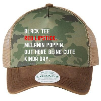 Melanin Poppin Black Print Red Lipstick Saying Legacy Tie Dye Trucker Hat