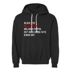 Melanin Poppin Black Print Red Lipstick Saying Garment-Dyed Fleece Hoodie