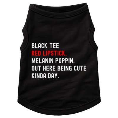 Melanin Poppin Black Print Red Lipstick Saying Doggie Tank