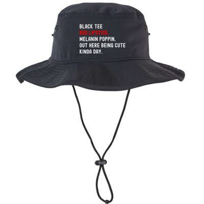 Melanin Poppin Black Print Red Lipstick Saying Bucket Hat