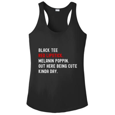 Melanin Poppin Black Print Red Lipstick Saying Ladies PosiCharge Competitor Racerback Tank