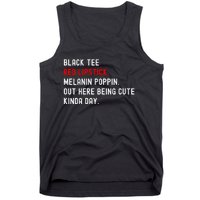 Melanin Poppin Black Print Red Lipstick Saying Tank Top