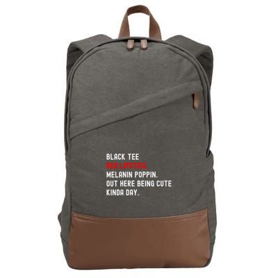 Melanin Poppin Black Print Red Lipstick Saying Cotton Canvas Backpack