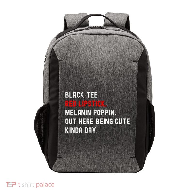 Melanin Poppin Black Print Red Lipstick Saying Vector Backpack