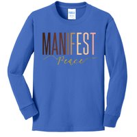 Manifest Peace Black Pride Juneteenth Celebrate Melanin Gift Kids Long Sleeve Shirt