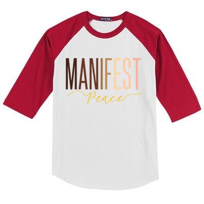 Manifest Peace Black Pride Juneteenth Celebrate Melanin Gift Kids Colorblock Raglan Jersey