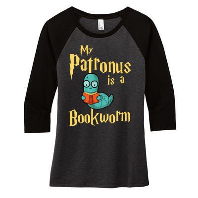 My Patronus Bookworm Women's Tri-Blend 3/4-Sleeve Raglan Shirt