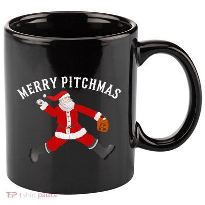 Merry Pitchmas Baseball Pitcher Gift Santa Christmas Gift 11oz C Handle Ceramic Mug