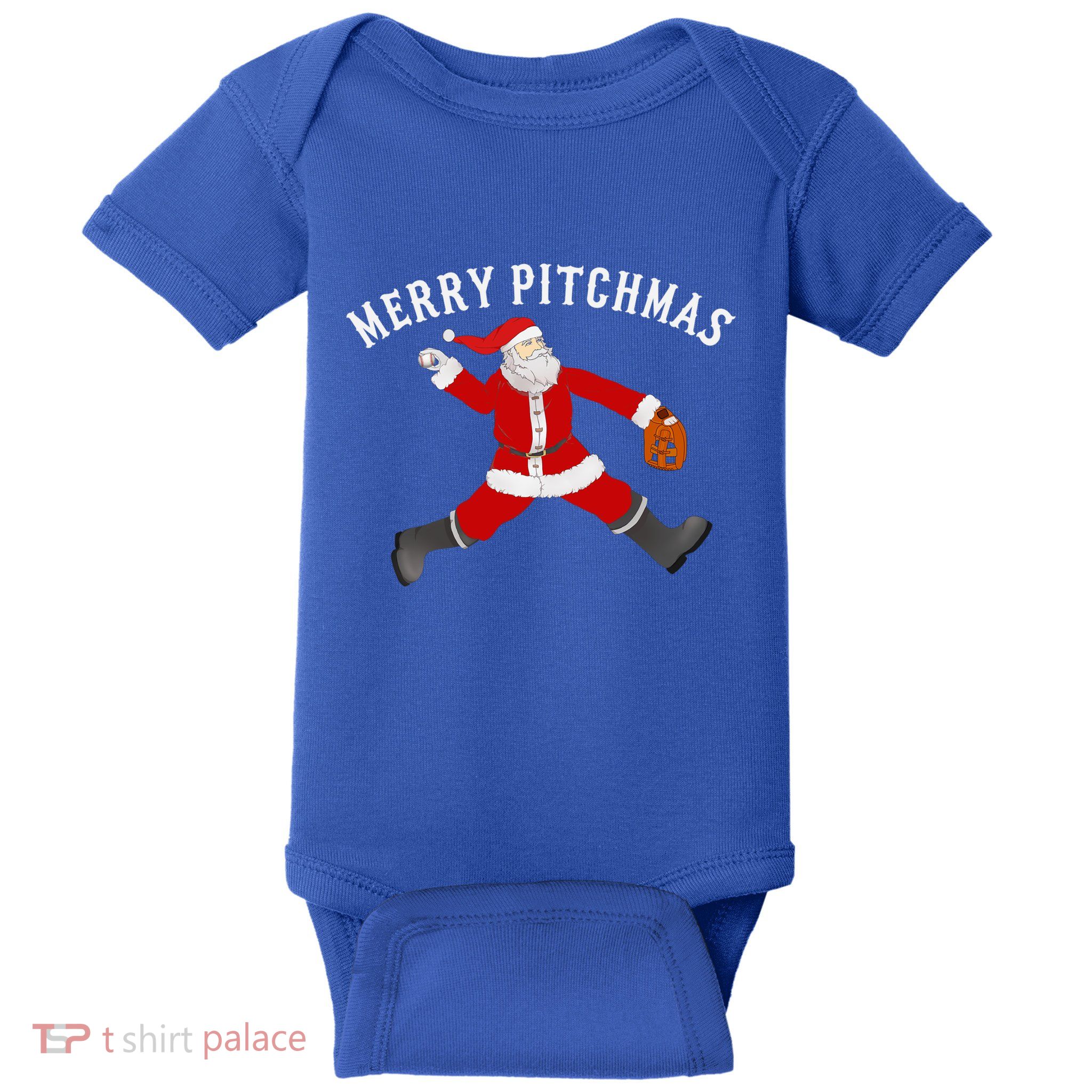 Merry Pitchmas Baseball Pitcher Gift Santa Christmas Gift Baby Bodysuit