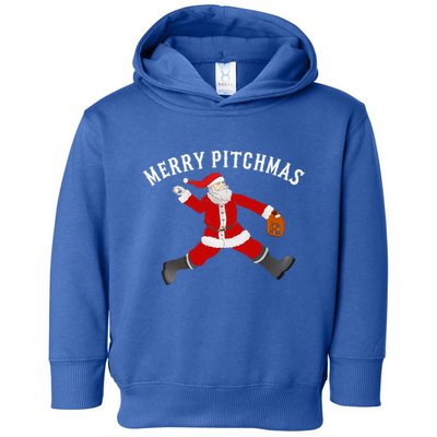 Merry Pitchmas Baseball Pitcher Gift Santa Christmas Gift Toddler Hoodie