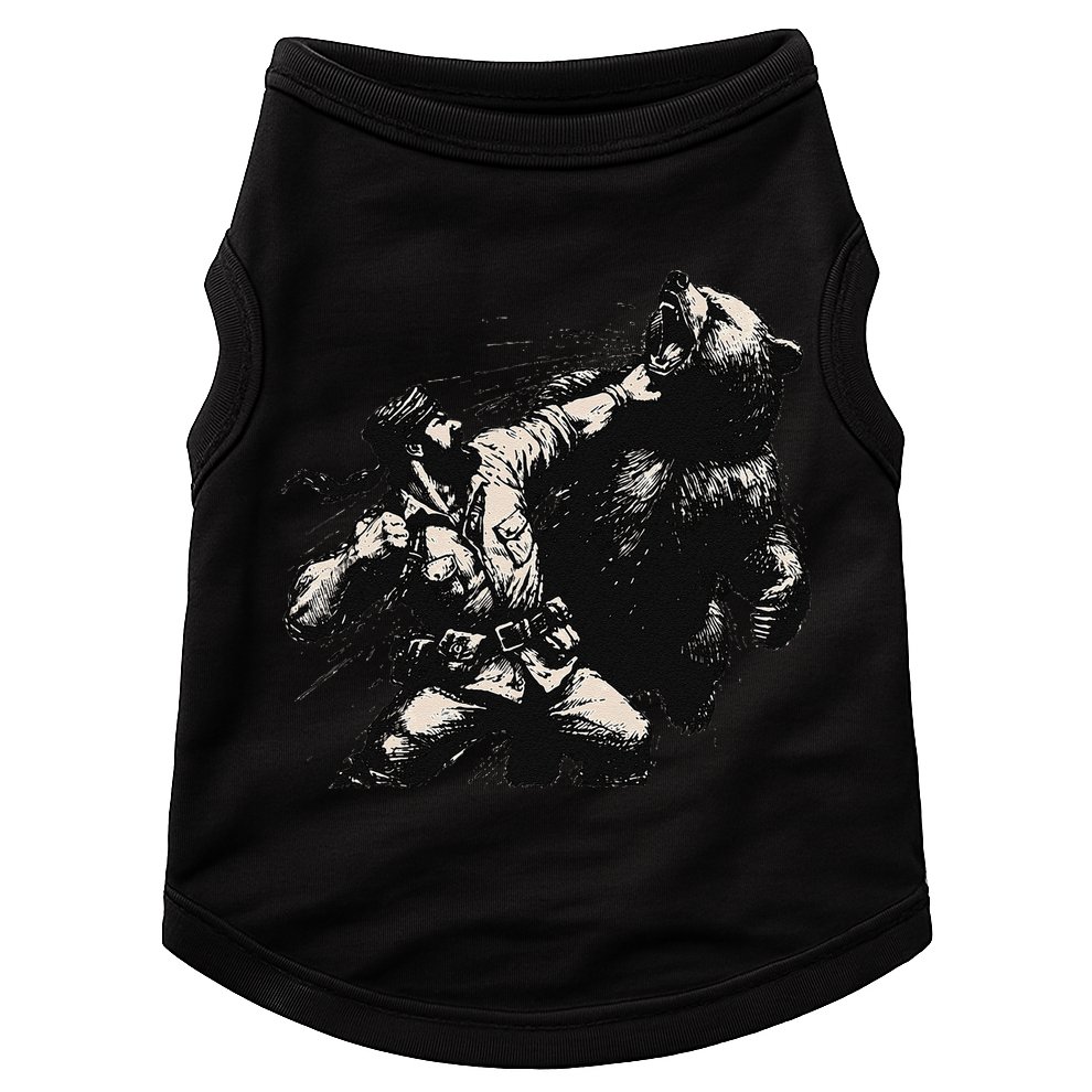 Man Punching Bear Funny Retro Vintage Hunting Doggie Tank