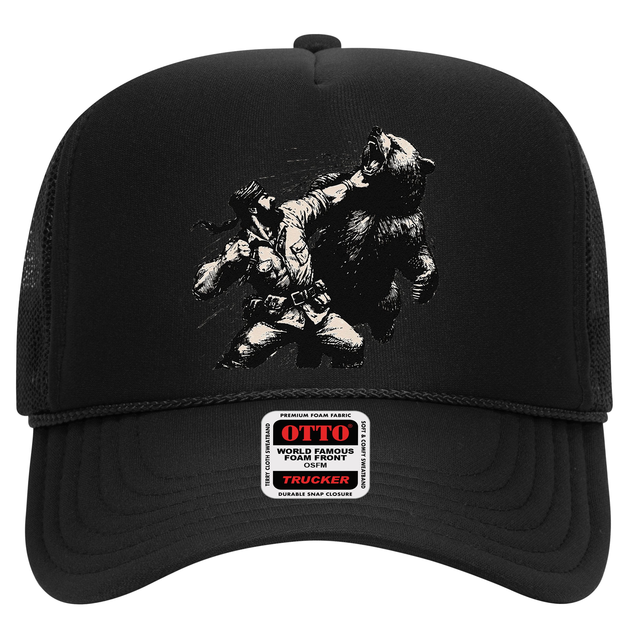 Man Punching Bear Funny Retro Vintage Hunting Hat