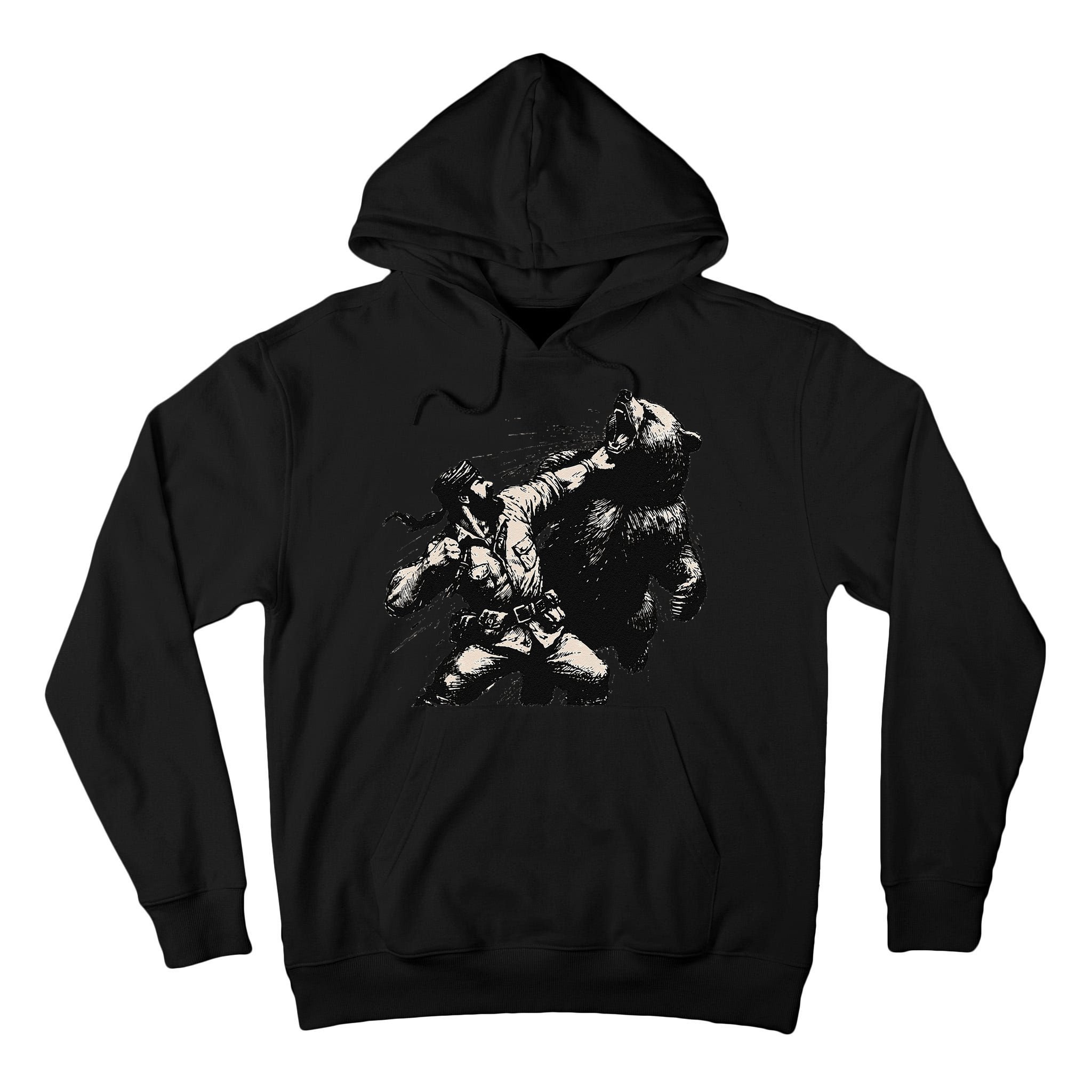 Man Punching Bear Funny Retro Vintage Hunting Tall Hoodie
