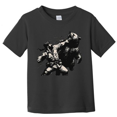 Man Punching Bear Funny Retro Vintage Hunting Toddler T-Shirt