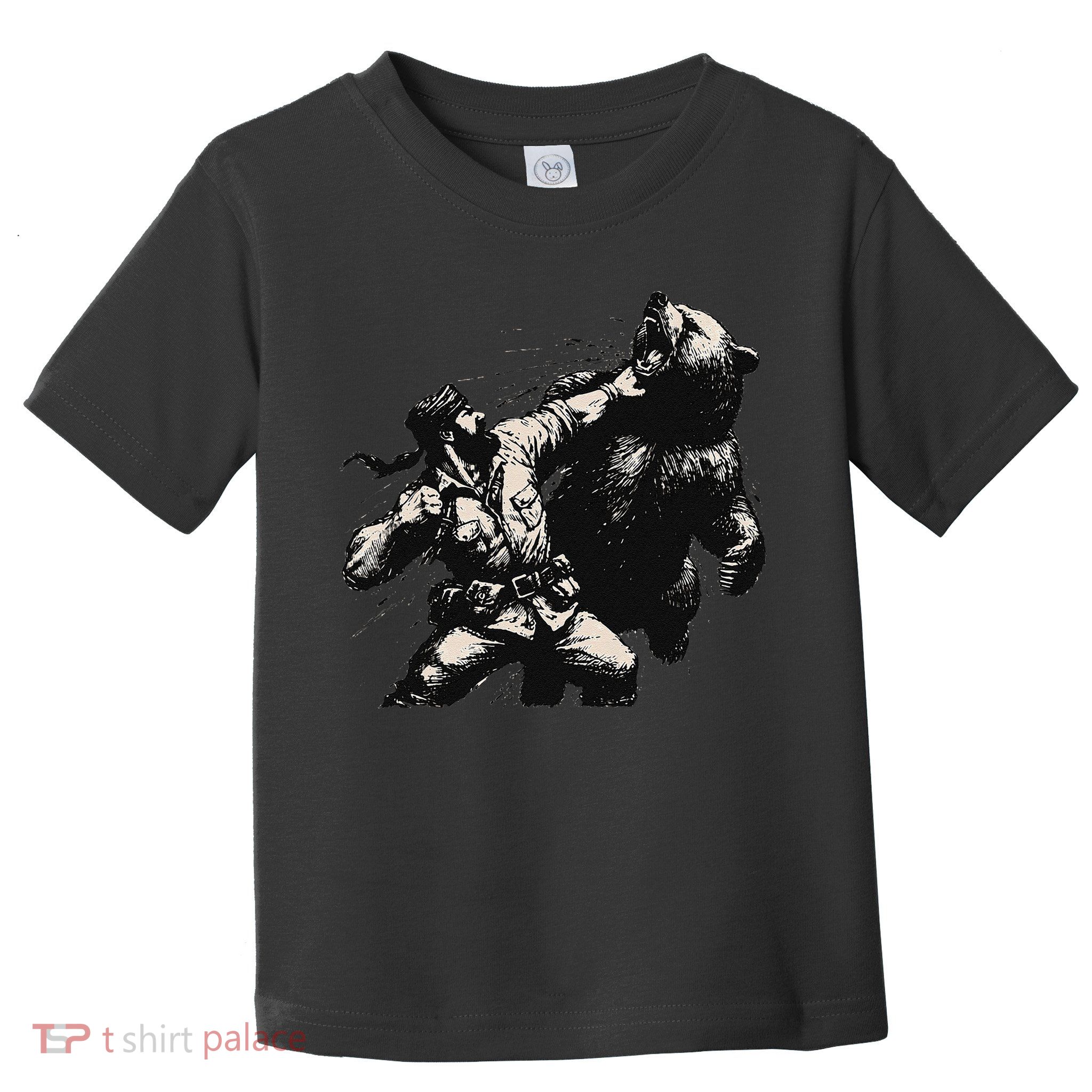 Man Punching Bear Funny Retro Vintage Hunting Toddler T-Shirt
