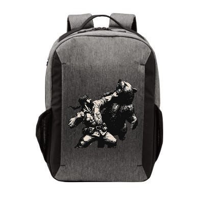 Man Punching Bear Funny Retro Vintage Hunting Vector Backpack