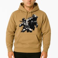 Man Punching Bear Funny Retro Vintage Hunting Hoodie