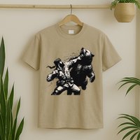 Man Punching Bear Funny Retro Vintage Hunting T-Shirt
