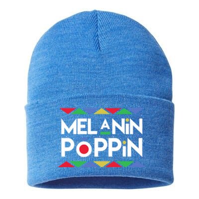 Melanin Poppin! Black Beauty African Pride Gift Sustainable Knit Beanie