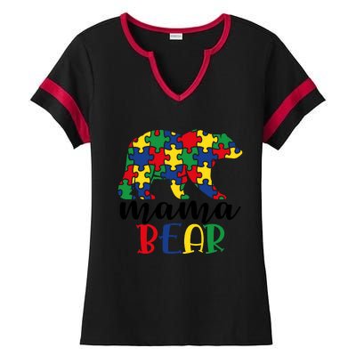 Mama Papa Bear Ladies Halftime Notch Neck Tee