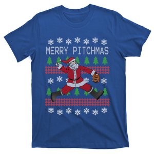 Merry Pitchmas Baseball Pitcher Funny Santa Christmas Gift T-Shirt